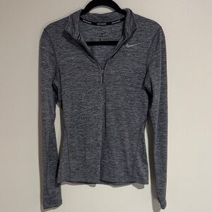 Nike Gray Heather Quarter-Zip Long Sleeve Running Top